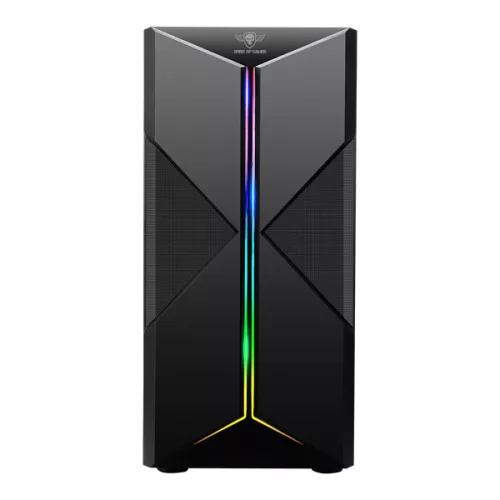 Spirit of Gamer Számítógépház - CLONE 3 Black (fekete, ablakos, 2x12cm ventilátor, alsó táp,  ATX, 1xUSB3.0, 2xUSB2.0)