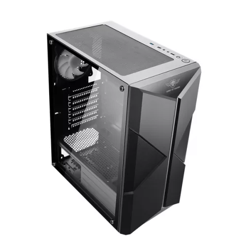 Spirit of Gamer Számítógépház - CLONE 3 Black (fekete, ablakos, 2x12cm ventilátor, alsó táp,  ATX, 1xUSB3.0, 2xUSB2.0)