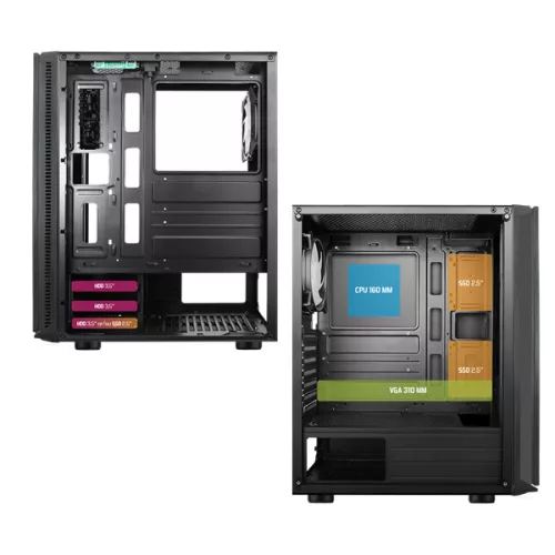 Spirit of Gamer Számítógépház - GHOST III RGB (fekete, ablakos, 4x12cm ventilátor, ATX, mATX, 2xUSB3.0, 1xUSB2.0)