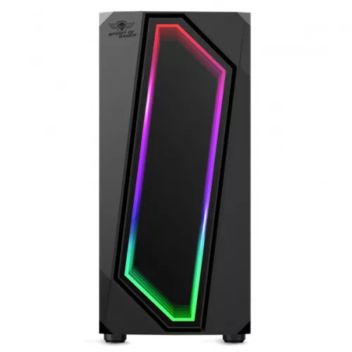 Spirit of Gamer Számítógépház - INFINITY Black (fekete, ablakos, 2x12cm ventilátor, alsó táp,  ATX, 1xUSB3.0, 2xUSB2.0)