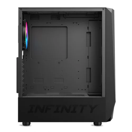 Spirit of Gamer Számítógépház - INFINITY Black (fekete, ablakos, 2x12cm ventilátor, alsó táp,  ATX, 1xUSB3.0, 2xUSB2.0)