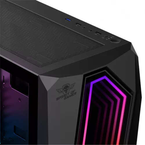 Spirit of Gamer Számítógépház - INFINITY Black (fekete, ablakos, 2x12cm ventilátor, alsó táp,  ATX, 1xUSB3.0, 2xUSB2.0)