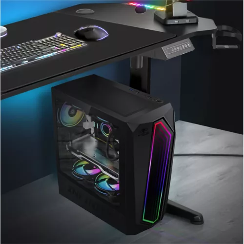 Spirit of Gamer Számítógépház - INFINITY Black (fekete, ablakos, 2x12cm ventilátor, alsó táp,  ATX, 1xUSB3.0, 2xUSB2.0)