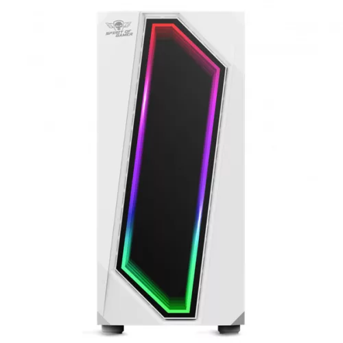 Spirit of Gamer Számítógépház - INFINITY White (fekete, ablakos, 2x12cm ventilátor, alsó táp,  ATX, 1xUSB3.0, 2xUSB2.0)