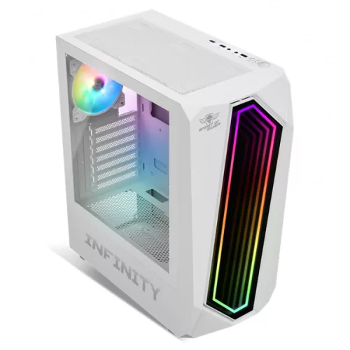 Spirit of Gamer Számítógépház - INFINITY White (fekete, ablakos, 2x12cm ventilátor, alsó táp,  ATX, 1xUSB3.0, 2xUSB2.0)