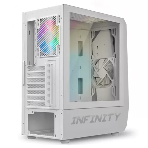 Spirit of Gamer Számítógépház - INFINITY White (fekete, ablakos, 2x12cm ventilátor, alsó táp,  ATX, 1xUSB3.0, 2xUSB2.0)