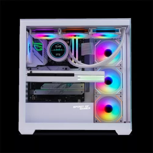 Spirit of Gamer Számítógépház - SPARK Arctic (fehér, ablakos, 6x12cm ventilátor, alsó táp,  ATX, 2xUSB3.0, 1xUSB-C)