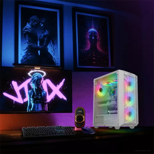 Spirit of Gamer Számítógépház - REBEL NX White (fekete, ablakos, 4x12cm ventilátor, alsó táp,  ATX, 1xUSB3.0, 2xUSB2.0)