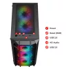 Spirit of Gamer Számítógépház - REBEL NX Black (fekete, ablakos, 4x12cm ventilátor, alsó táp,  ATX, 1xUSB3.0, 2xUSB2.0)