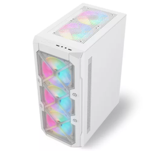 Spirit of Gamer Számítógépház - REBEL XT White (fekete, ablakos, 4x12cm ventilátor, alsó táp,  ATX, 1xUSB3.0, 2xUSB2.0)