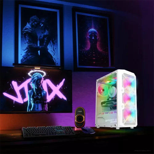 Spirit of Gamer Számítógépház - REBEL XT White (fekete, ablakos, 4x12cm ventilátor, alsó táp,  ATX, 1xUSB3.0, 2xUSB2.0)