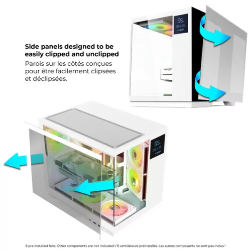 Spirit of Gamer Számítógépház - VIPER CRX White (fekete, ablakos, 6x12cm ventilátor, alsó táp,  ATX, 1x USB-C, 2x USB-A)