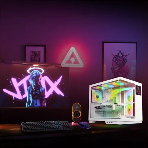 Spirit of Gamer Számítógépház - VIPER CRX White (fekete, ablakos, 6x12cm ventilátor, alsó táp,  ATX, 1x USB-C, 2x USB-A)