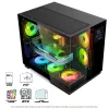 Spirit of Gamer Számítógépház - VIPER CRX Black (fekete, ablakos, 6x12cm ventilátor, alsó táp,  ATX, 1x USB-C, 2x USB-A)