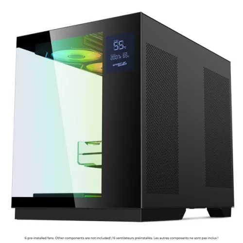 Spirit of Gamer Számítógépház - VIPER CRX Black (fekete, ablakos, 6x12cm ventilátor, alsó táp,  ATX, 1x USB-C, 2x USB-A)