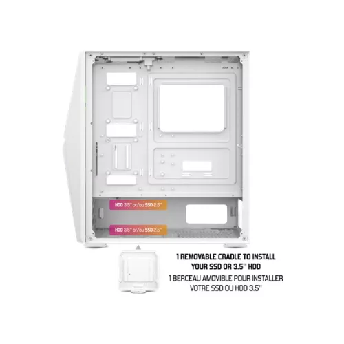 Spirit of Gamer Számítógépház - CLONE 4 White (fekete, ablakos, 2x12cm ventilátor, alsó táp,  ATX, 1xUSB3.0, 2xUSB2.0)