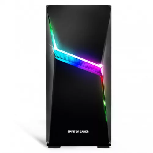 Spirit of Gamer Számítógépház - CLONE 4 Black (fekete, ablakos, 2x12cm ventilátor, alsó táp,  ATX, 1xUSB3.0, 2xUSB2.0)