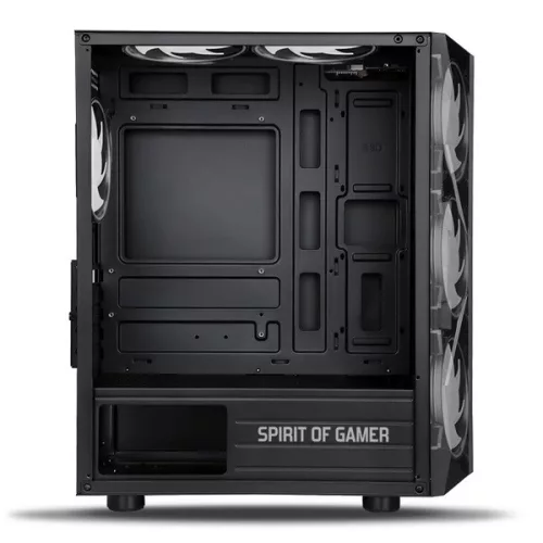 Spirit of Gamer Számítógépház - Rogue VII RGB (fekete, ablakos, 6x12cm ventilátor, alsó táp,  mATX, 1xUSB3.0, 2xUSB2.0)