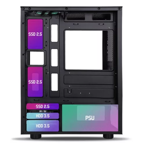 Spirit of Gamer Számítógépház - Rogue VII RGB (fekete, ablakos, 6x12cm ventilátor, alsó táp,  mATX, 1xUSB3.0, 2xUSB2.0)