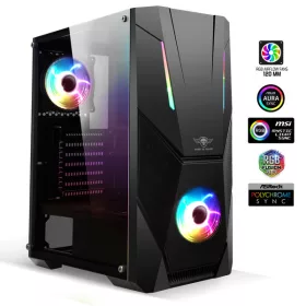   Spirit of Gamer Számítógépház - Rogue V RGB (fekete, ablakos, 2x12cm ventilátor, alsó táp,  ATX, 1xUSB3.0, 2xUSB2.0)