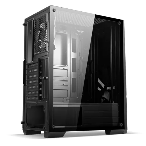 Spirit of Gamer Számítógépház - Rogue V RGB (fekete, ablakos, 2x12cm ventilátor, alsó táp,  ATX, 1xUSB3.0, 2xUSB2.0)