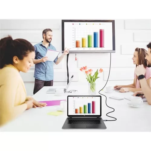 Conceptronic Kábel - ABBY10G (USB-C to HDMI, 4K/60Hz, harisnyázott, fekete, 2m)