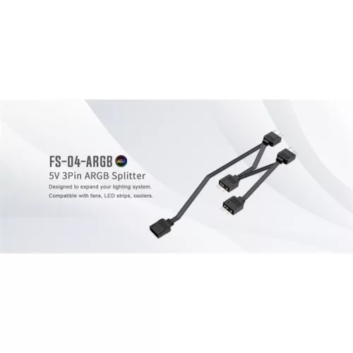 ID-Cooling RGB elosztó - FS-04 ARGB  (1 db bemenet ,4 dbkimenet 3pin PWM)