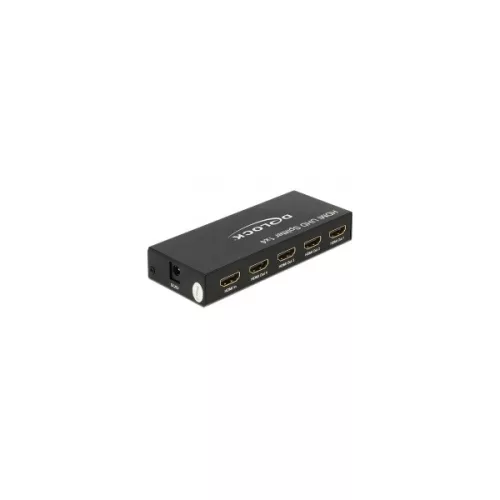 Delock HDMI Splitter - 18684 (Bemenet: HDMI-A, Kimenet: 4x HDMI-A, 3D, HDCP, Max.:3840x2160@60Hz, fém, fekete)