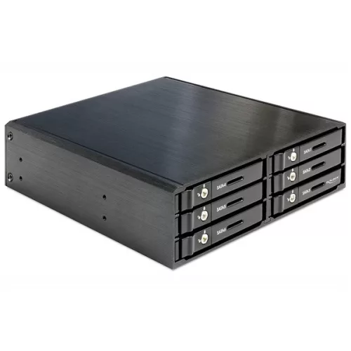 Delock HDD Rack - 47221 (5.25” helyre beépíthető 6 x 2.5” SATA HDD / SSD-hez)