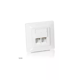   Equip Keystone Süllyeszthető csatlakozó aljzat - 125725 (2 port, Cat5e, STP, 80x80mm, fehér) 5db/csomag