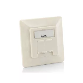   Equip Keystone Süllyeszthető csatlakozó aljzat - 125772 (2 port, Cat6A, STP, 80x80mm, fehér) 5db/csomag