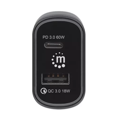 Manhattan Telefon töltő autós - 1db USB-A, 1db USB-C, 78W total