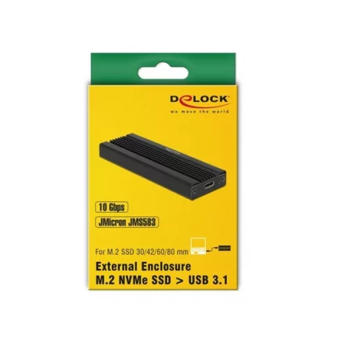 Delock HDD Ház - 42600 (M.2 NVME PCIe SSD(2280, 2260, 2242, 2230) -> USB 10Gbps (USB3.1 Gen2) USB Type-C anya)