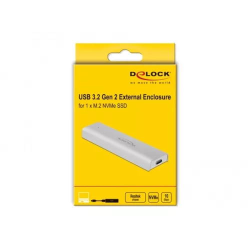Delock HDD Ház - 42634 (M.2 NVME PCIe SSD(2280, 2260, 2242, 2230) -> USB 10Gbps (USB3.2 Gen2) USB Type-C anya)