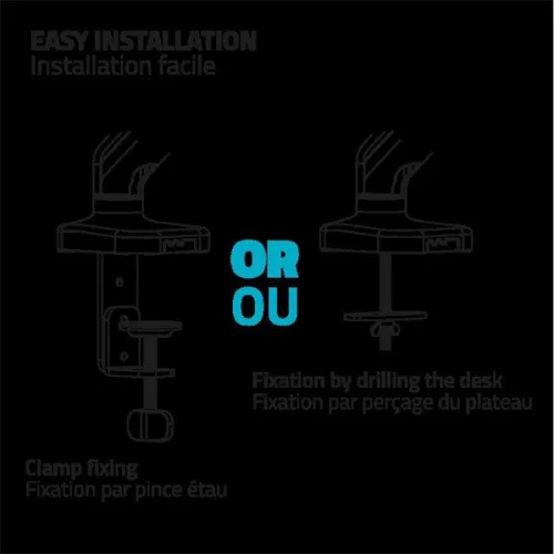 Advance Monitor Asztali konzol - Ergomount Dual (17-32", Max.: 2x9kg, dönthető, forgatható, gázrugó, fekete)