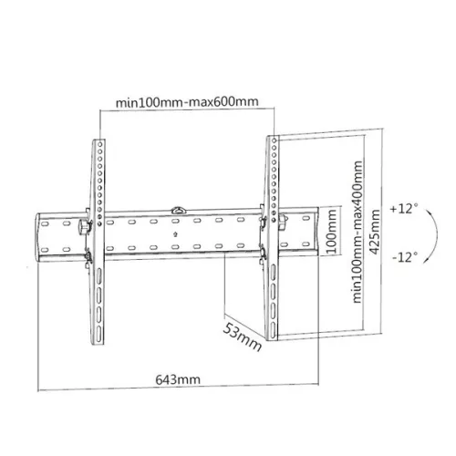 Equip TV Fali konzol - 650332 (37"-70", Max.: 40kg, dönthető, fekete)