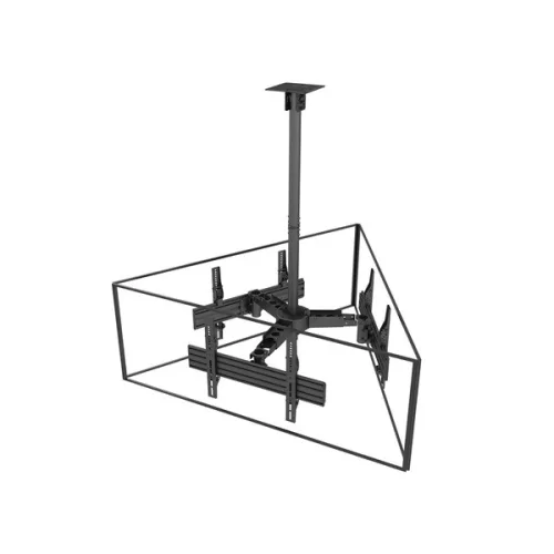 Equip TV Mennyezeti konzol - 650371 (32"-65", 3 kijelző, Max.: 90kg, dönthető, forgatható, állítható magasság, fekete)