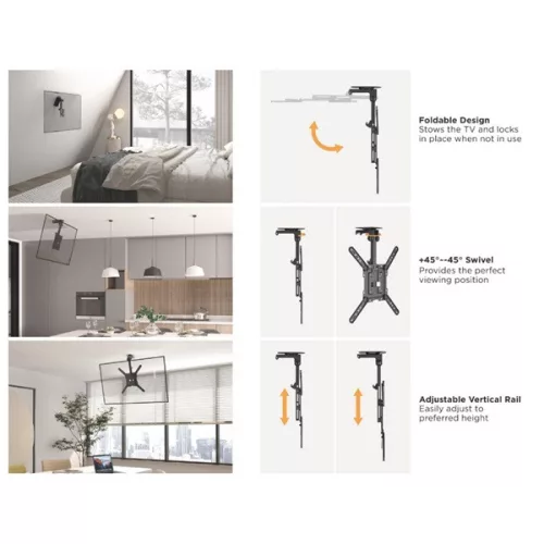 Equip TV Mennyezeti konzol - 650375 (23"-55", dönthető, Max.: 20kg, fekete)