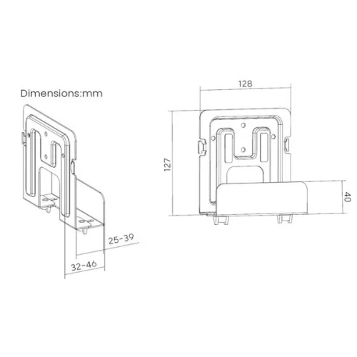 Equip Média lejátszó fali konzol - 650896 (Támogatott szélesség: 25-39mm, Max.: 1kg, fekete)