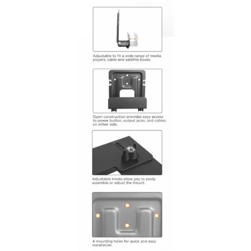 Equip Média lejátszó fali konzol - 650896 (Támogatott szélesség: 25-39mm, Max.: 1kg, fekete)