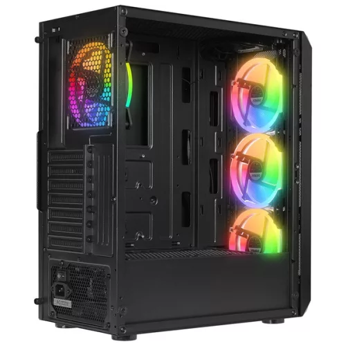 Everest Számítógépház - X-RACER (fekete; üveg; ATX; alsó táp; 4x120mm LED, 1xUSB3.0 + 2xUSB2.0)