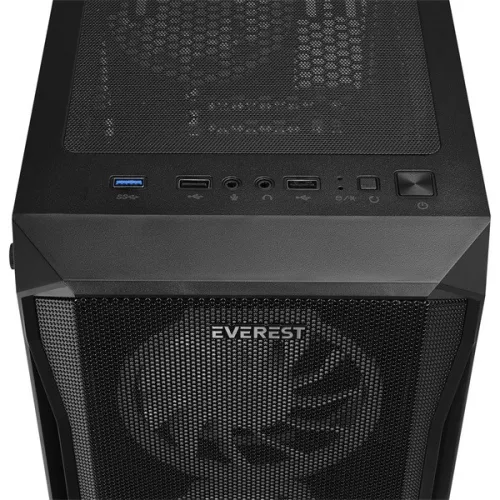Everest Számítógépház - X-RACER (fekete; üveg; ATX; alsó táp; 4x120mm LED, 1xUSB3.0 + 2xUSB2.0)