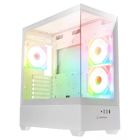   Rampage Számítógépház - CALIBRE (fehér; üveg; mATX; alsó táp; 3x120mm RGB, 1xUSB3.0 + 2xUSB2.0)