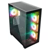 Rampage Számítógépház - HYDRA V4 (fekete; üveg; ATX; alsó táp; 4x120mm RGB, 1xUSB3.0 + 2xUSB2.0)