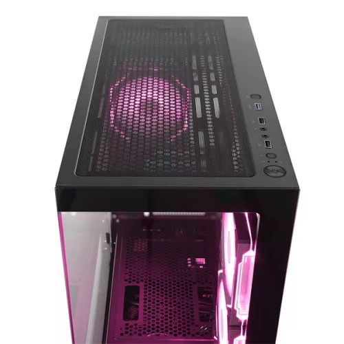 Rampage Számítógépház - HYDRA V4 (fekete; üveg; ATX; alsó táp; 4x120mm RGB, 1xUSB3.0 + 2xUSB2.0)