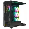 Rampage Számítógépház - HYDRA V4 (fekete; üveg; ATX; alsó táp; 4x120mm RGB, 1xUSB3.0 + 2xUSB2.0)
