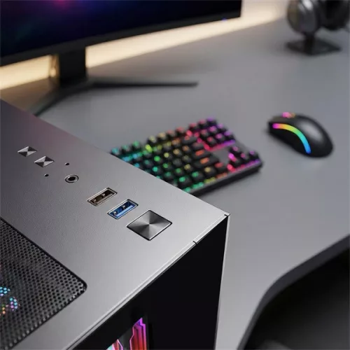 Rampage Számítógépház - NOVA (fekete; üveg; ATX; 9,17" TFT kijelző, 7x120mm RGB, 1xUSB3.0 + 1xUSB2.0)