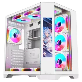  Rampage Számítógépház - NOVA (fehér; üveg; ATX; 9,17" TFT kijelző, 7x120mm RGB, 1xUSB3.0 + 1xUSB2.0)