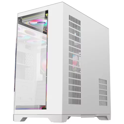 Rampage Számítógépház - NOVA (fehér; üveg; ATX; 9,17" TFT kijelző, 7x120mm RGB, 1xUSB3.0 + 1xUSB2.0)