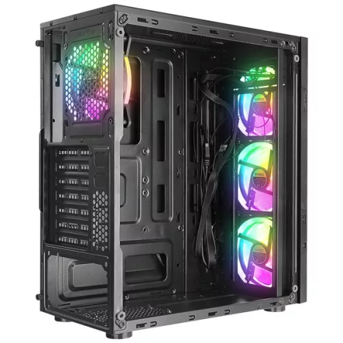 Everest Számítógépház - CREST V1 (fekete; üveg; ATX; alsó táp; 4x120mm RGB, 1xUSB3.0 + 2xUSB2.0)